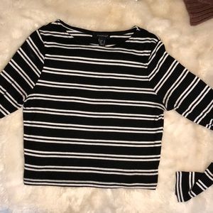 Stripped Long Sleeve Crop Top